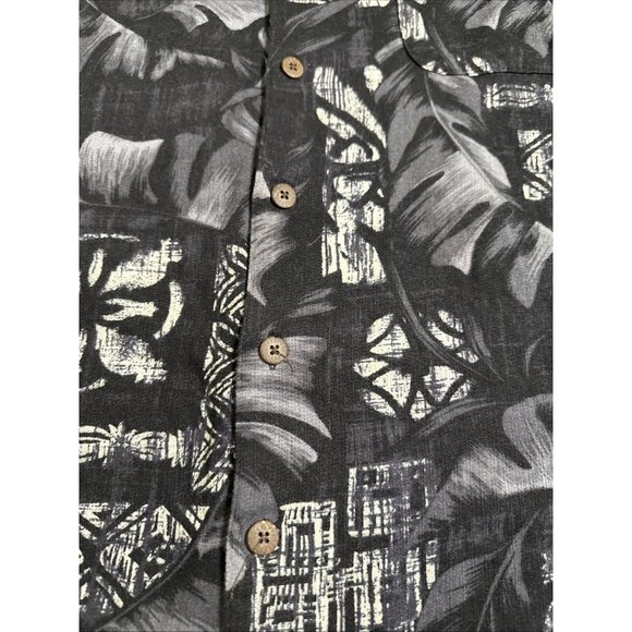 Caribbean JOE Men's Size XL Black White Rayon Button Down SS Hawaiian Shirt - Picture 4 of 10